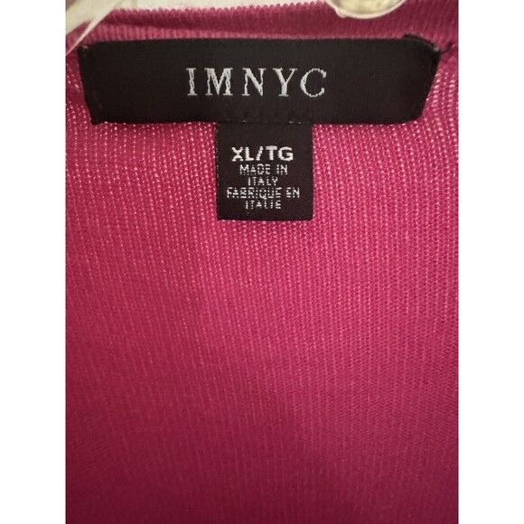 IMNYC Tie Front Open Cardigan Sweater Women’s Size XL Isaac Mizrahi Magenta - Picture 3 of 8